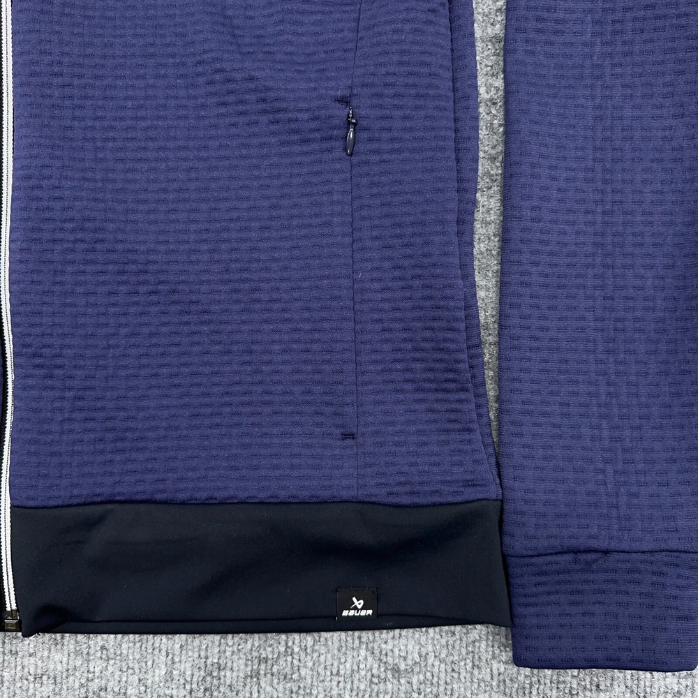 Bauer Hockey Jacket Mens S Navy Blue Textured Full Zip Performance NEW - Picture 2 of 11